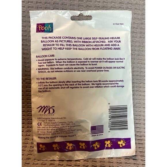 Pooh Large Self Sealing Helium Balloons Happy Birthday & Get Well Eyeore Made US - Picture 3 of 9